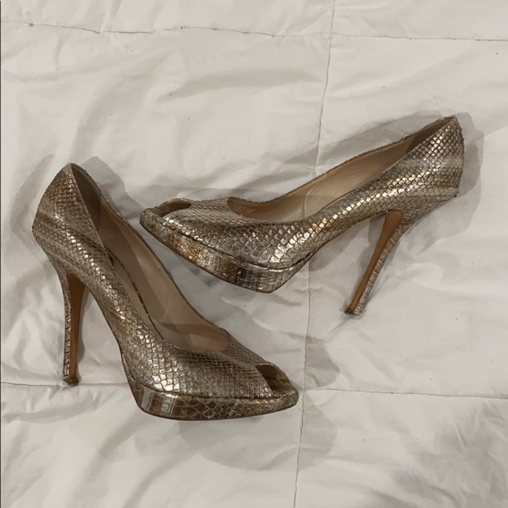 DIOR Snakeskin Peep-toe Heels